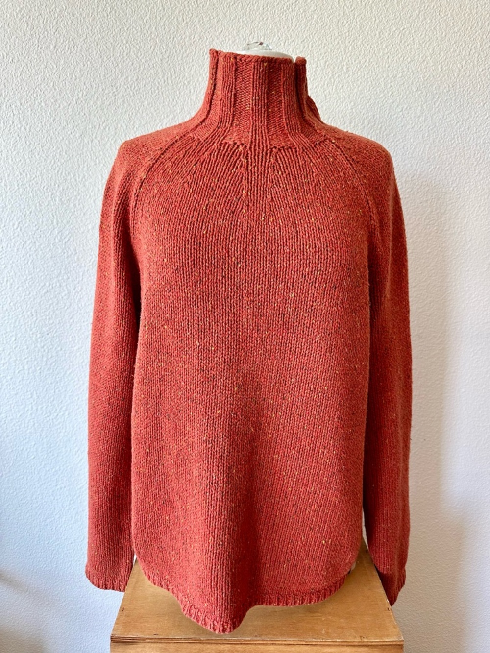 VTG cK Calvin Klein Jeans Women’s Orange Mock-neck Knit  Sweater Cotton Blend L
